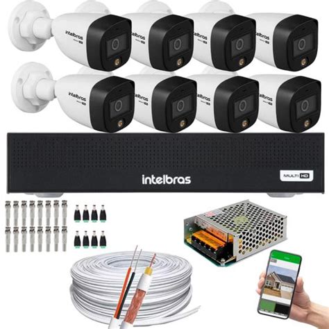 Kit 8 Câmeras de Segurança Intelbras VHD 1220 B Full Color 1080p 20m