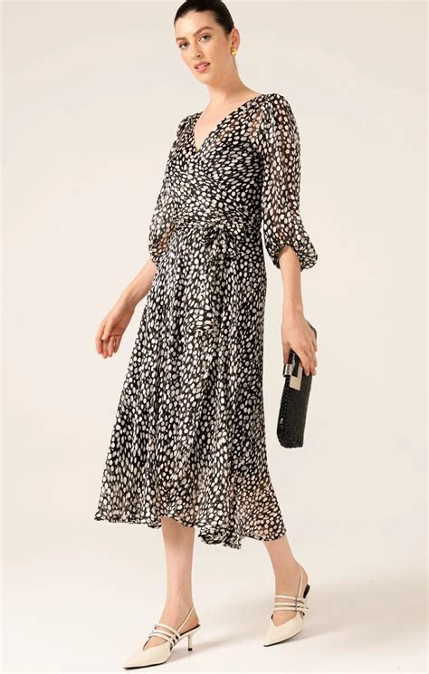 CLOUDLAND WRAP DRESS IN BLACK WHITE SPOT – ZsaZsa Boutique