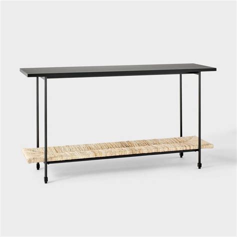 Metal and Rush Weave Top Console Table Black - Threshold™ designed with ...