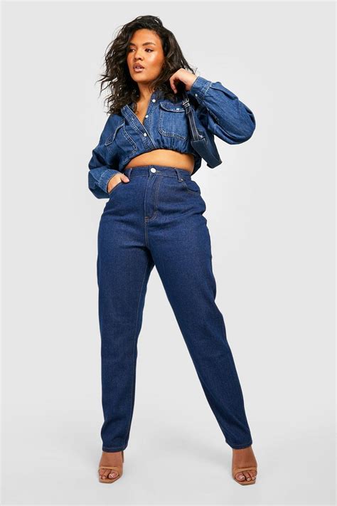 Plus High Waisted Mom Jeans Boohoo Uk