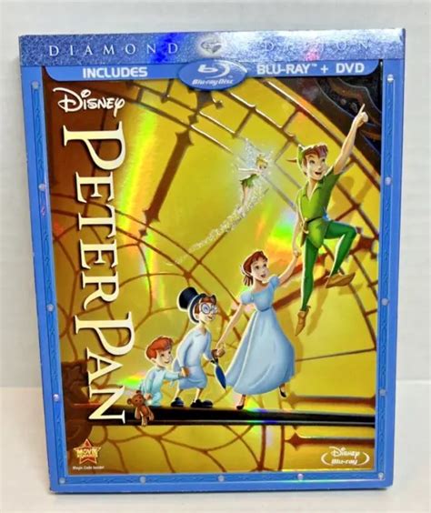 PETER PAN TWO DISC Diamond Edition Blu Ray DVD Combo USED 3 32