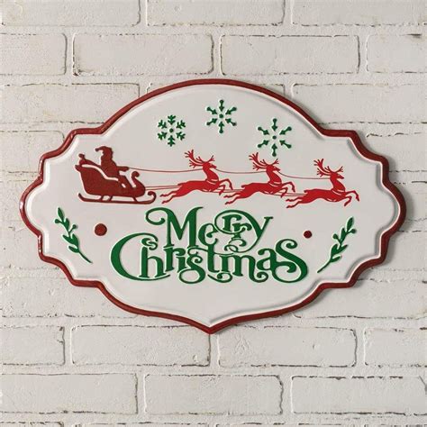 Merry Christmas Metal Wall Sign Metal Wall Sign Holiday Wood Sign