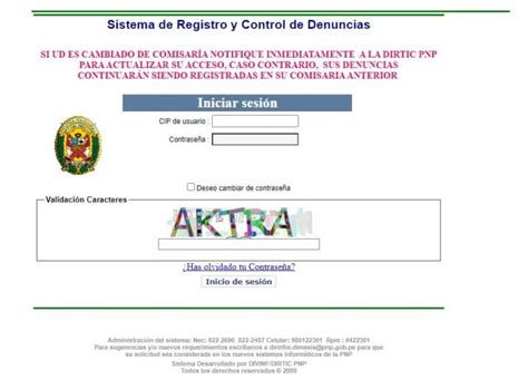 Sidpol Sistema De Registro Y Control De Denuncias Pnp