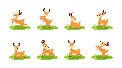 deer animal pose set  vector art  vecteezy