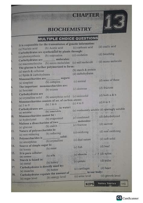 Solution Biochemistry Mcqs Long And Short Questions Kips Notes Studypool