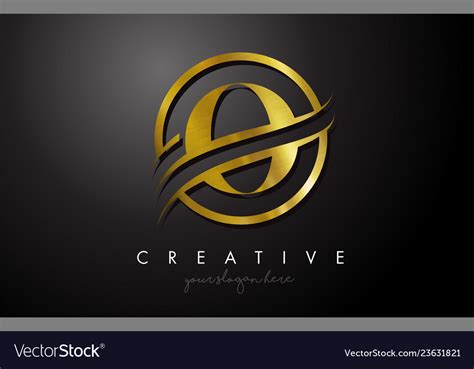 O Golden Letter Logo Design With Circle Swoosh Vector Image