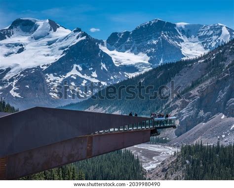 Athabasca Glacier Skywalk Platform Mountain Views Stock Photo ...