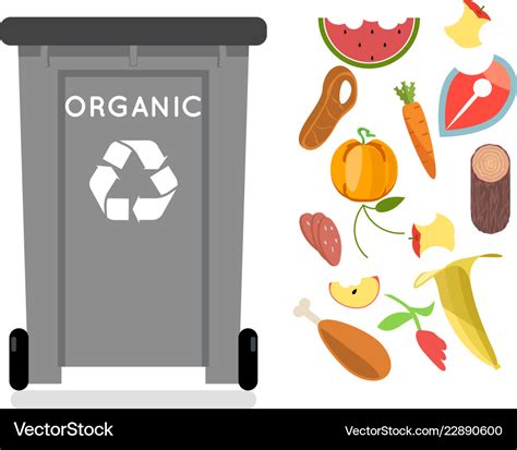 Organic Recycling Garbage Can Trash Isolated Flat Vector Image