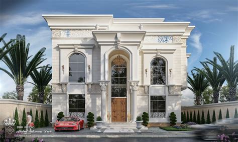 Classic Villa With White Stone On Behance Classic House Exterior Luxury Exterior Contemporary