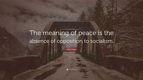 Karl Marx Quote: “The meaning of peace is the absence of opposition to socialism.”