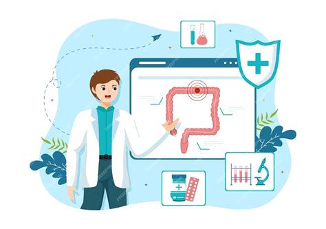 Illustration De Proctologue Ou De Coloscopie Avec Un Médecin Examine Le