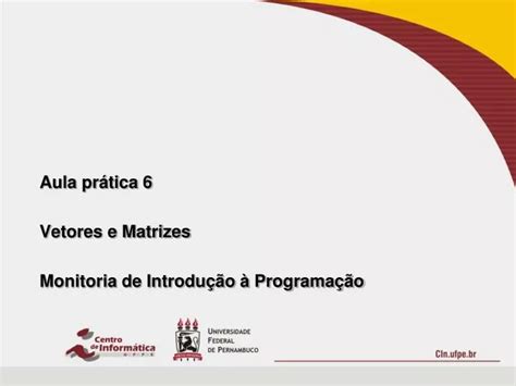 PPT Aula prática 6 Vetores e Matrizes Monitoria de Introdução à