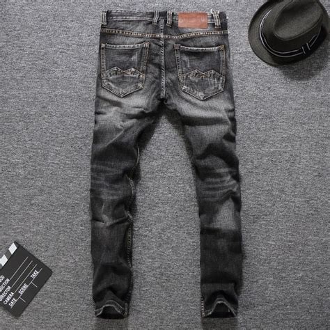 Denim Pants Distressed Mid Stripe Slim Fit Ripped Jeans Slim Fit