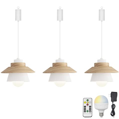 Fsliving Rechargeable Battery Operated Pendant Light With Sleeve Round