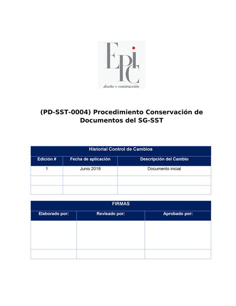 Procedimiento Conservación DE Documentos DEL SG SST PD SST 0004