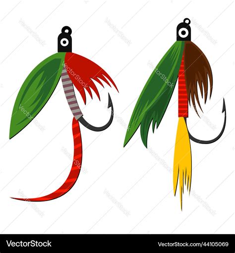 Set Of Fly Fishing Lures Hooks Royalty Free Vector Image