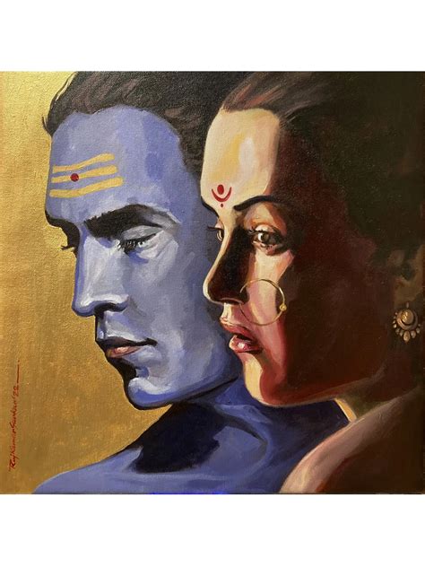 Lord Shiva With Goddess Parvati | Acrylic On Canvas | By Rajkumar ...