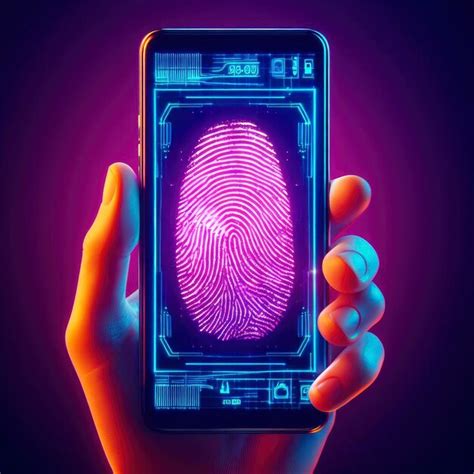 Premium AI Image Hologram Biometric Data Fingerprint In Smartphone Ai