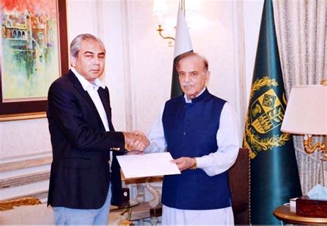 Caretaker Chief Minister Of The Punjab Syed Mohsin Raza Naqvi Presents A Cheque To Prime