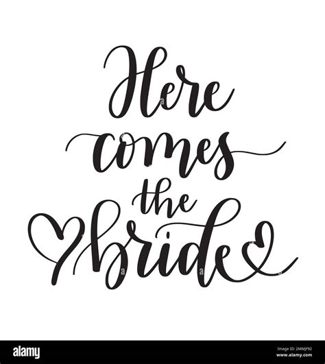 Here Comes The Bride Cute Modern Calligraphy Romantic Wedding