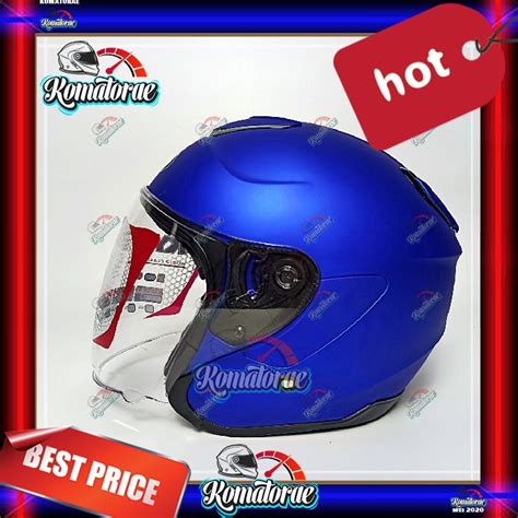 Jual Helm Kyt Kyoto Solid Metalized Flat Blue Half Face Shopee Indonesia