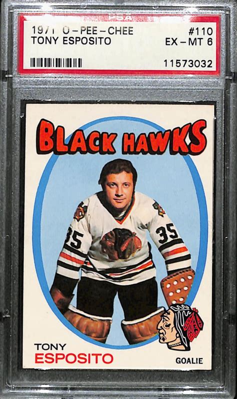 Lot 1971 O Pee Chee Tony Esposito Hockey Card 110 PSA 6 EX MT