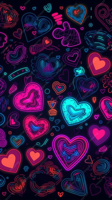 Premium Ai Image Colorful Hearts On A Black Background