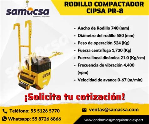 Rodillo Equipo Cipsa Modelo Compacto Sencillo Pr8 En Alpuyeca De