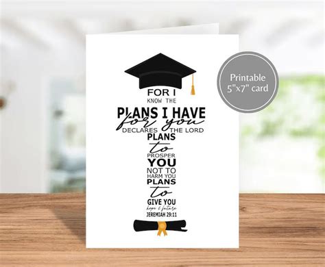 Printable Christian Graduation Card Jeremiah 2911 Religious Card Pdf