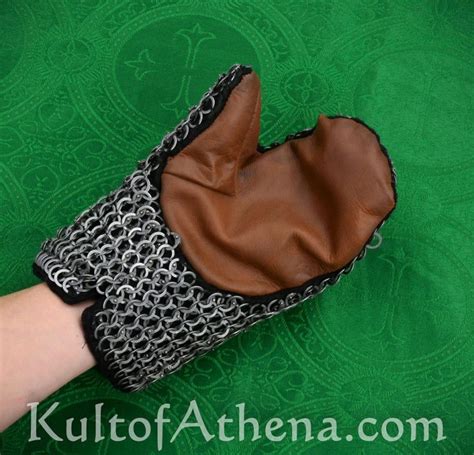 Padded Chainmail Mitten Gauntlets Alternating Dome Riveted Mild Steel