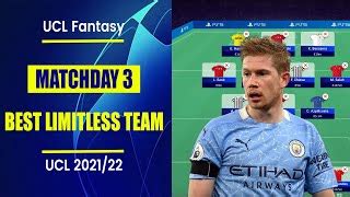 UCL Fantasy Matchday 3 Best Limitless Team Champions League Fantasy