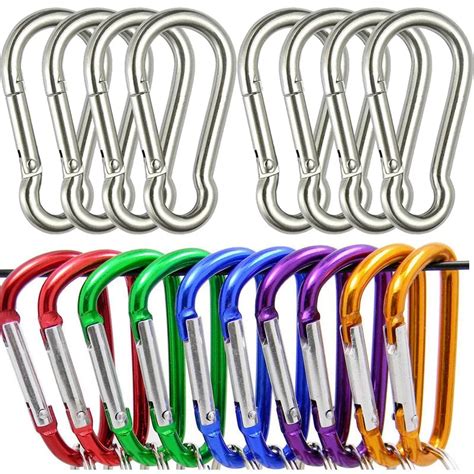 20pcs Mini Carabiner Keychain Alluminum Alloy D Ring Buckle Spring