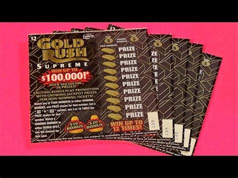 Sood Five Gold Rush Supreme Florida Lottery Scratch Tickets