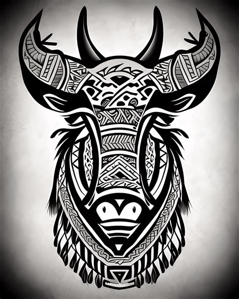 Philippine Carabao Head Tribal Tattoo Illustration Mascot Logo · Creative Fabrica