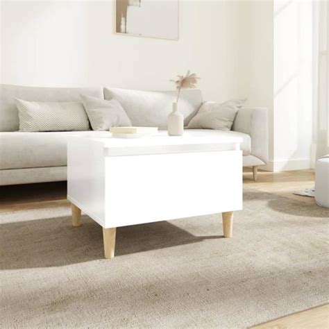 BigBen Table d appoint Blanc brillant 50x46x35 cm Bois d ingénierie