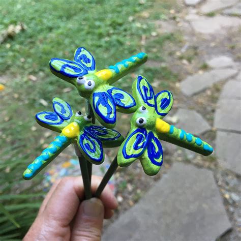 3 Dragonfly Garden Stakes, Garden Stakes,Potted plants, Great Gift,Lawn decor,Outdoor garden ...