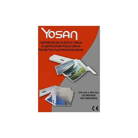 Almacenes Murazpi CARTERITAS PLASTIFICAR YOSAN CAJA 100 DIN A4 125 MC