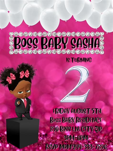 Boss Baby Girl Invitation Template Etsy