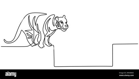 Continuous One Line Drawing Of Big Tiger Standing Stock Vector Image