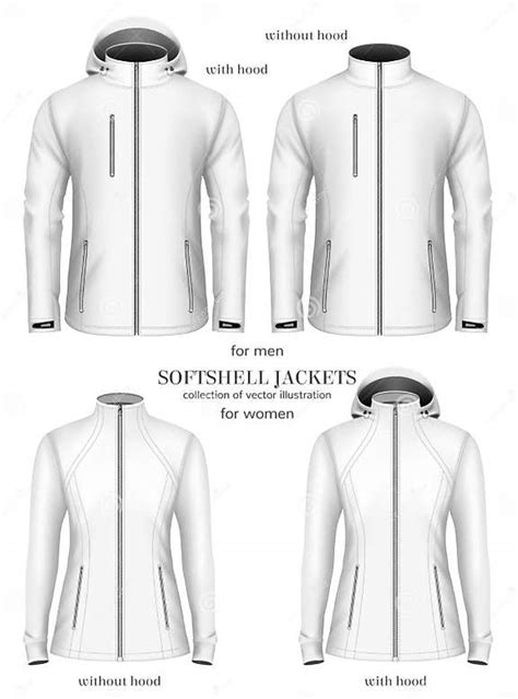 Set Of Womens And Mens Softshell Jackets Stock Vector Illustration Of