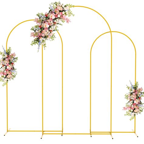 Fomcet Metal Arch Backdrop Stand Set Of 3 Gold Wedding Arch Stand 7 2FT