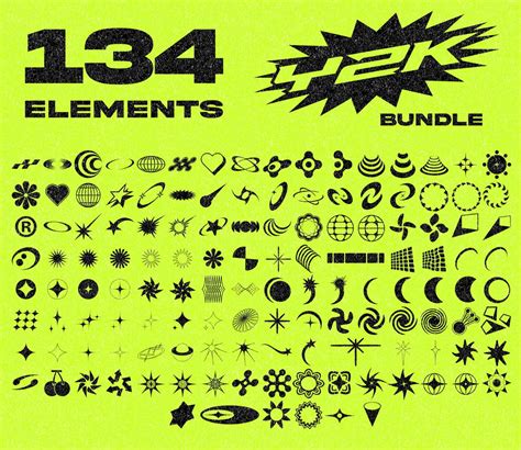 134 Y2K Aesthetic Elements For Logos, Album Covers, Posters | Graphic ...