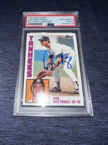 Don Mattingly Signed Topps Rookie Card New York Yankees Psa Dna