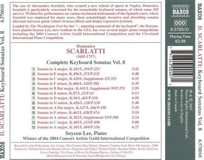 SOYEON LEE DOMENICO SCARLATTI COMPLETE KEYBOARD SONATAS VOL 8 NEW CD