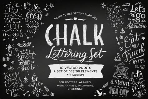 Chalk Lettering Set Vector Decorative Illustrations ~ Creative Market