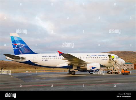 Preparing Atlantic Airways Plane At Vagar Airport Faroe Islands