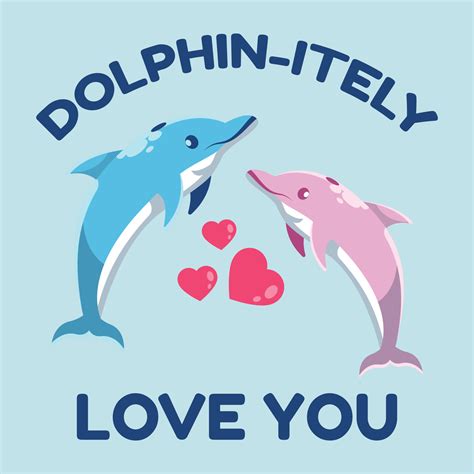 Vector Couple Dolphin Characters Cartoon Illustration Cute Dolphin