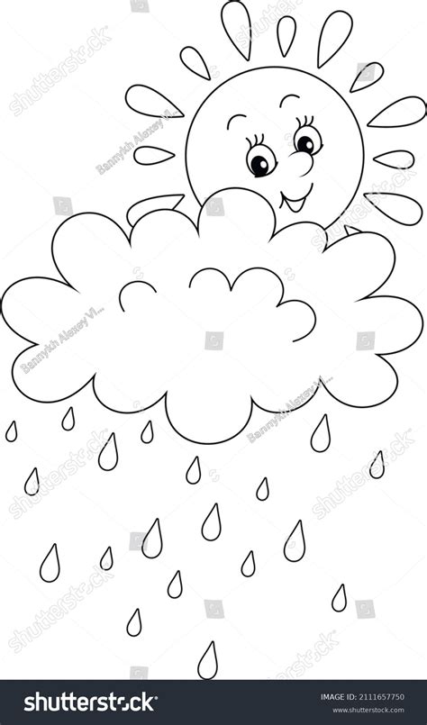 Cute Friendly Smiling Sun Rain Cloud Stock Vector (Royalty Free ...