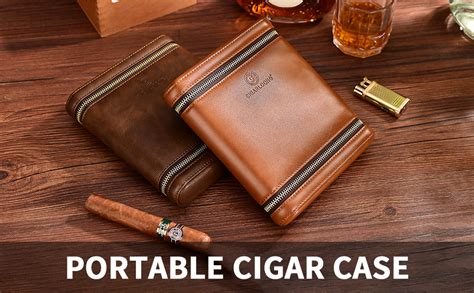 CIGARLOONG Cigar Humidor Travel Case Built In Cedar Wood Portable 6