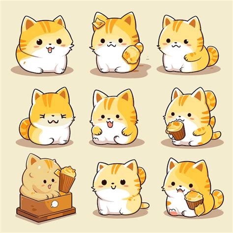 Premium Vector Cute Cat Stickers Set